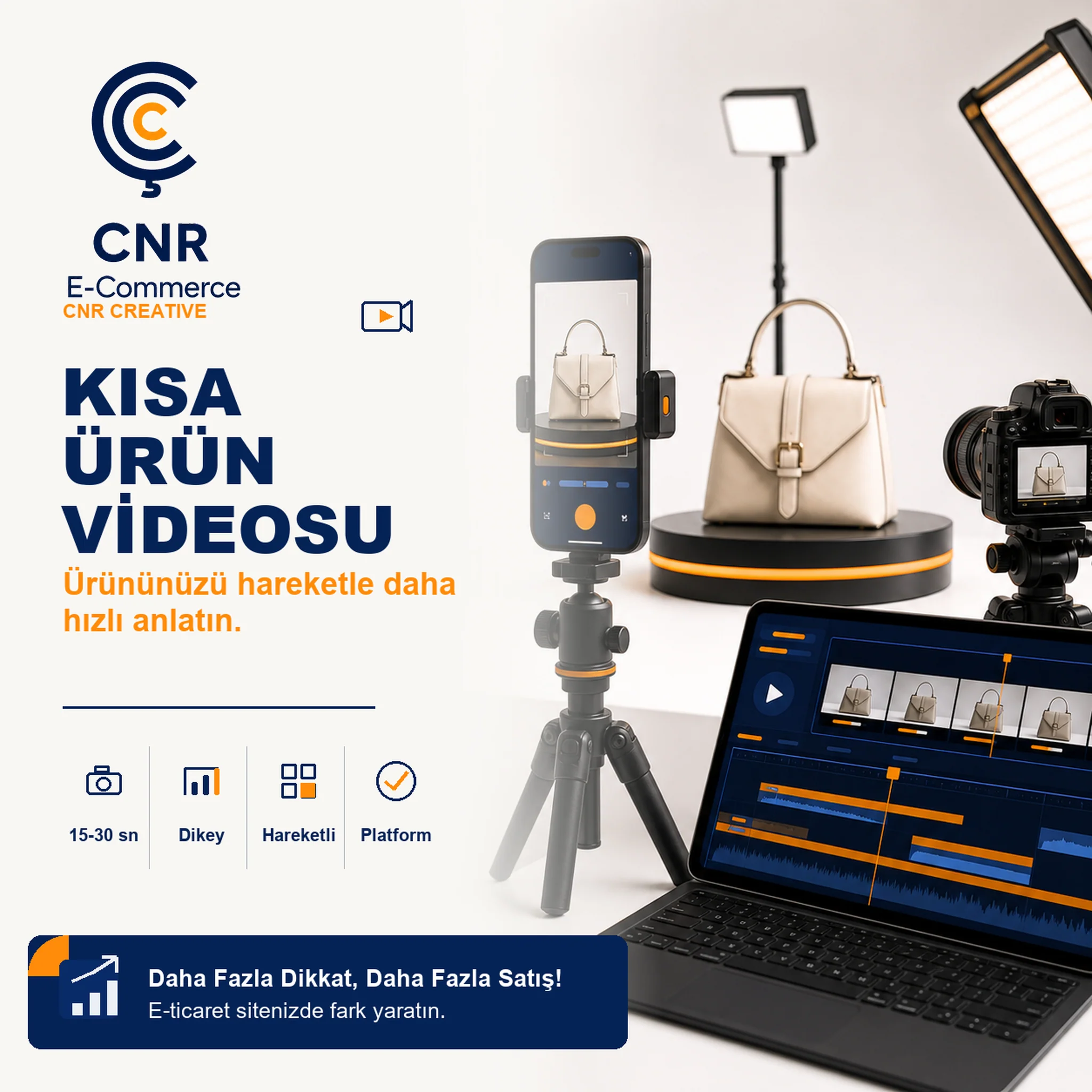 Kısa Ürün Videosu için ürün tanıtım videosu kurgu ve format illüstrasyonu