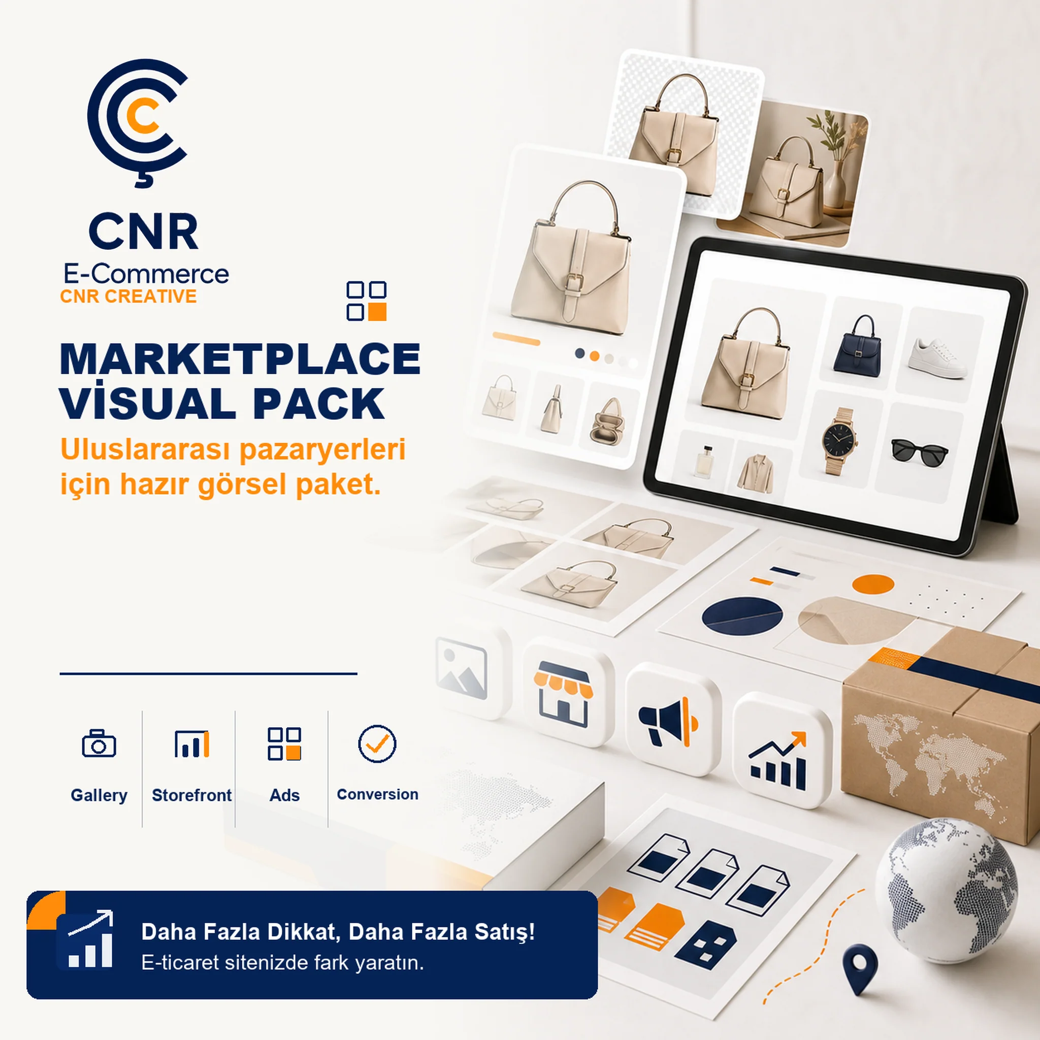 Marketplace Visual Pack için ana görsel, ek görseller ve infografiklerden oluşan pazaryeri paketi