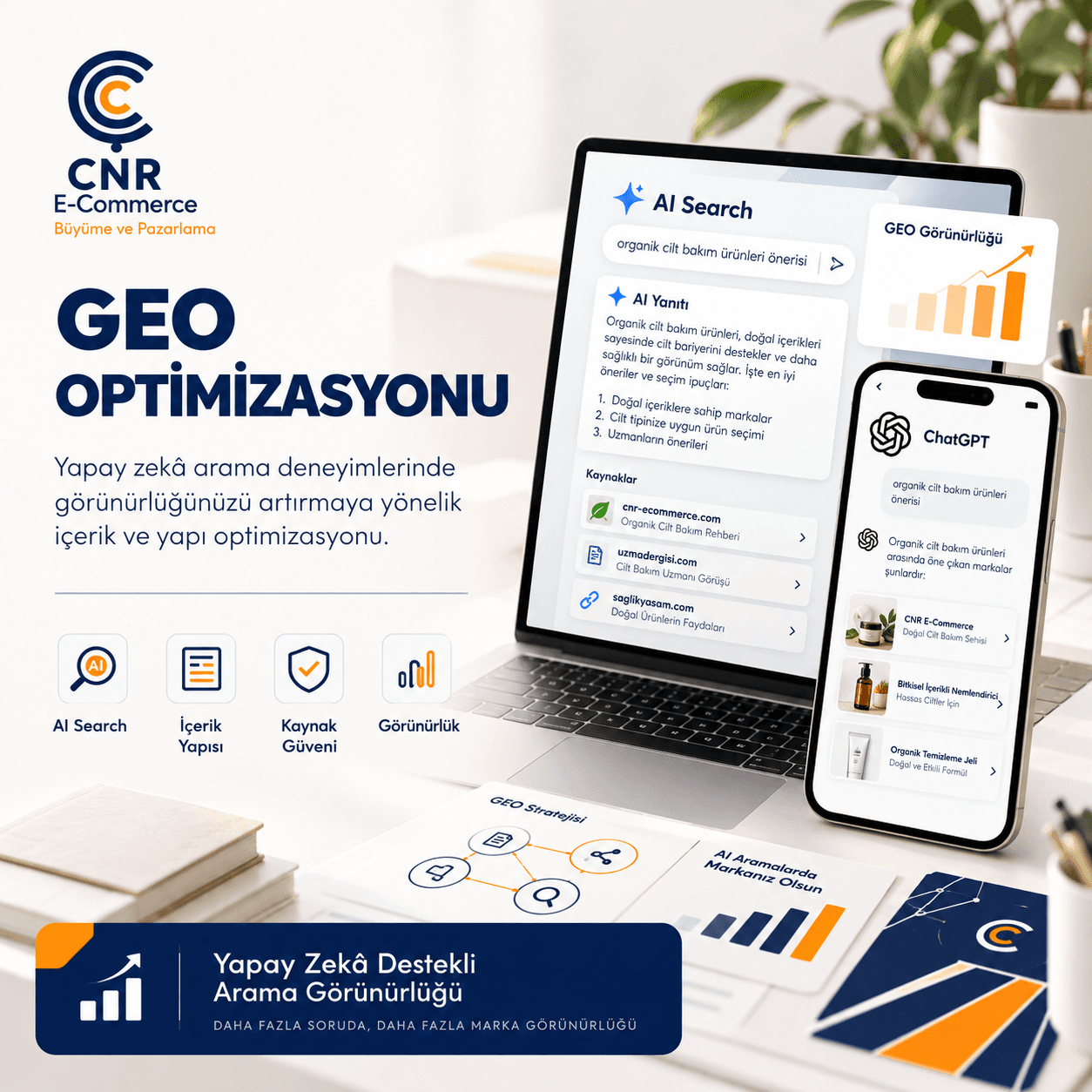 GEO için yapay zekâ arama deneyimi, marka görünürlüğü ve içerik yapısı yerleşimi